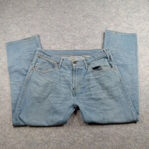 Levis Jeans Mens 33x36 Light‎ Blue Wash Denim Straight Leg Stretch 5-Pocket